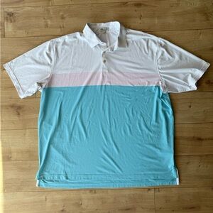 Peter Millar Summer Comfort Stripe Golf Polo Blue White Pink XXL